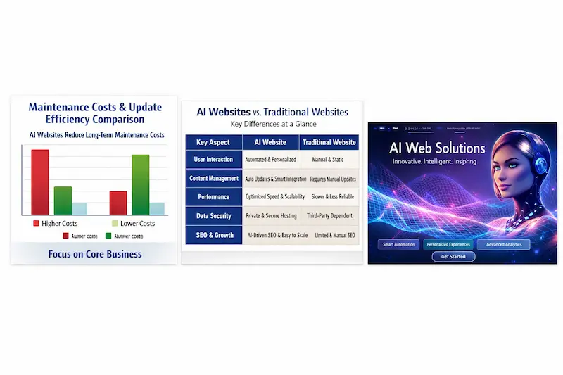 AI網站 vs 傳統網站 5大面向比較表格