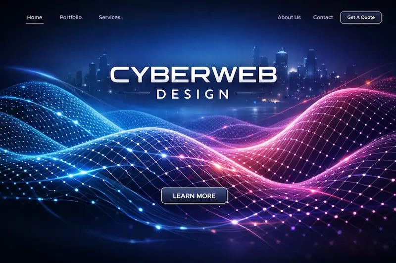 CyberWeb Design 全代碼網站 Neural Mesh Design 現代風格示意